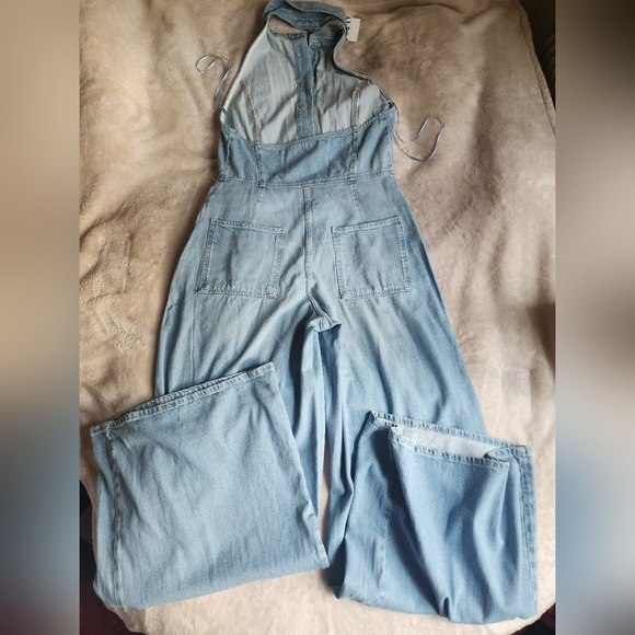 Zara Z1975 HALTER NECK DENIM JUMPSUIT light blue BNWT - Picture 2 of 16